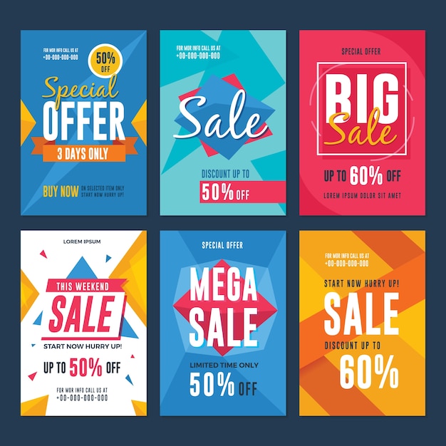 Vector collection of sale and discount flyers