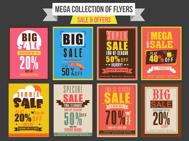 Collection of sale and discount offer flyers, templates and banners design