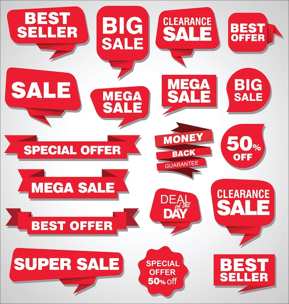 Vector collection of sale discount and promotion banners and labels