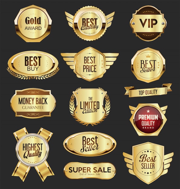 Collection of sale and premium choice golden emblem