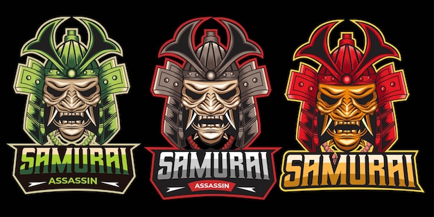 Collezione di logo mascotte samurai per giochi di esport