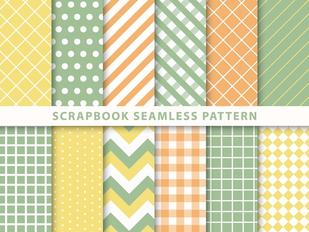 Collection of scrapbook seamless pattern