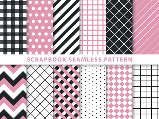 Collection of scrapbook seamless pattern