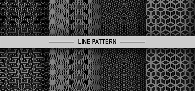 Collection of seamless geometric golden minimalistic patterns