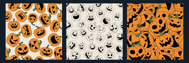 Collection of Seamless Halloween Pattern Pattern with Jack o Lantern Seamless pattern