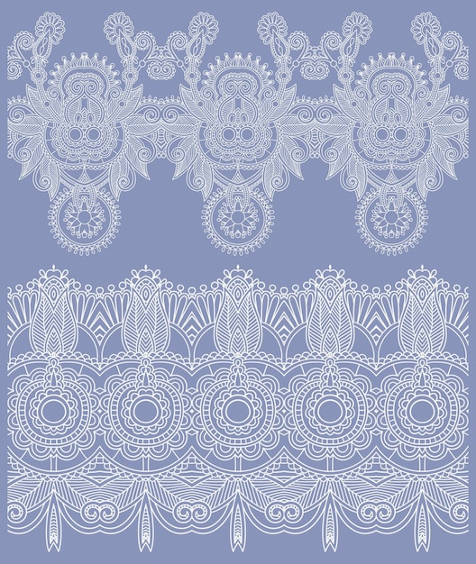 Collection of seamless ornamental floral stripes