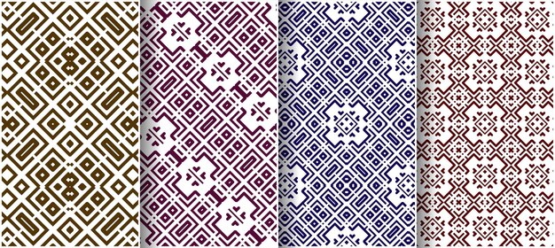 Collection of seamless ornamental line pattern