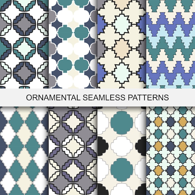 Collection of seamless ornamental patterns