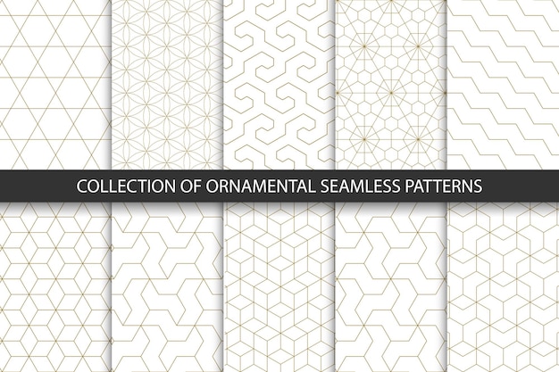 Collection of seamless ornametal patterns Geometric design