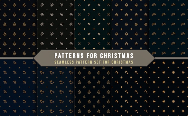 Collection of seamless patterns for christmas