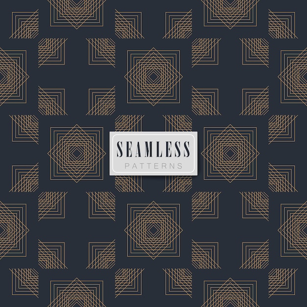 Collection of seamless patterns luxurious style golden and black colour vector illustation