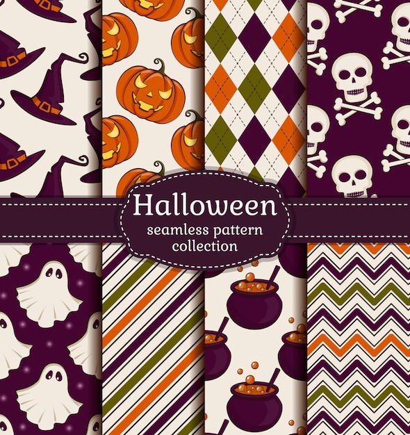 Collection of seamless patterns in the traditional holiday colors