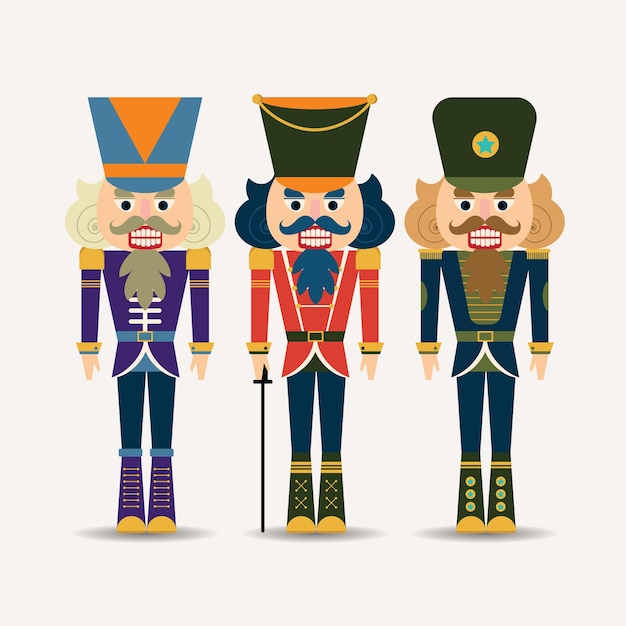 Premium Vector | Collection set of christmas nutcracker toy soldier ...