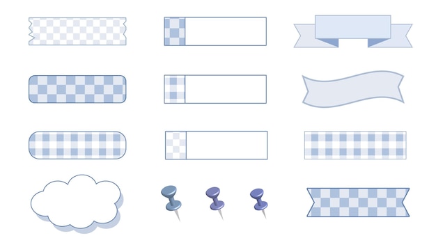 Collection set of the cute blue masking tape banner paper pin for the reminder journal post planner