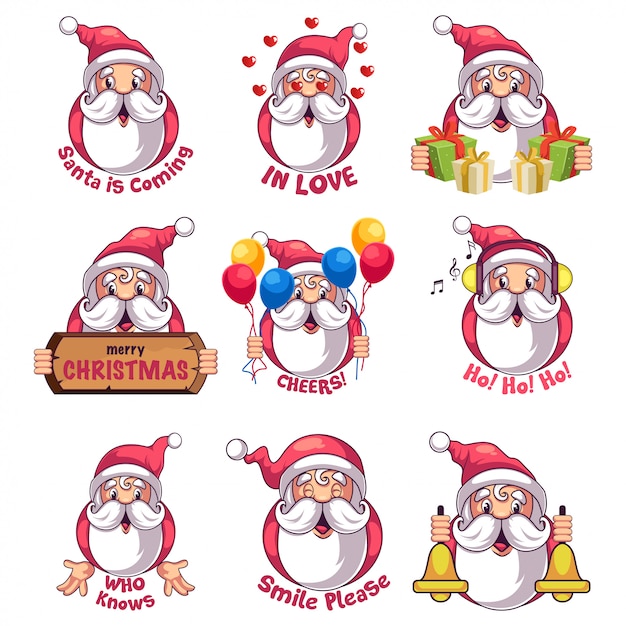 Vector collection/set of cute santa face