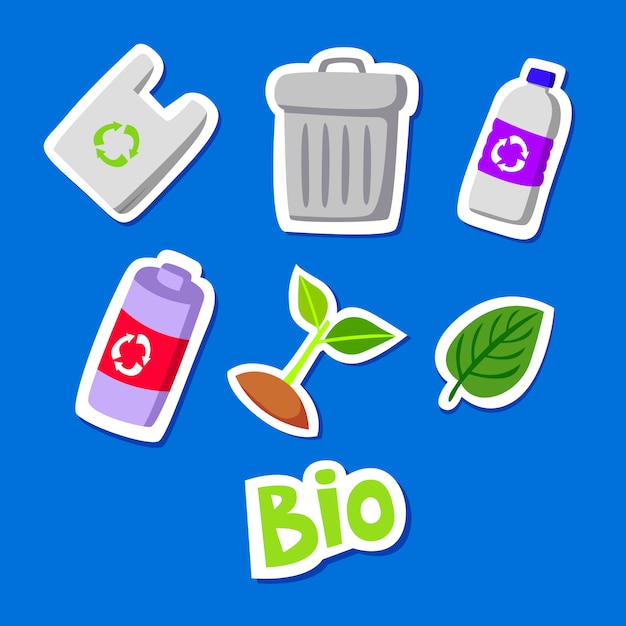 Insieme di raccolta di doodle adesivo eco