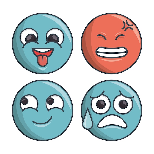 Emoticon insieme di raccolta espressione diversa