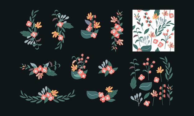 Vector collection set of floral wreath