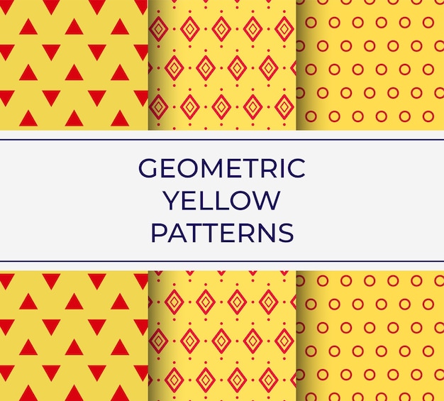 Collection Set Of Geometric Yellow Patterns For Decoration Package Textile Vector Illustration