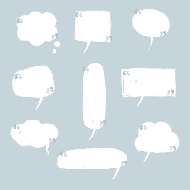 Vector collection set of hand drawn speech bubble balloon with quotation marks