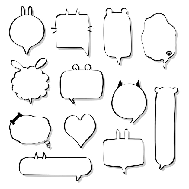 Vector collection set of hand drawn speech bubble balloon