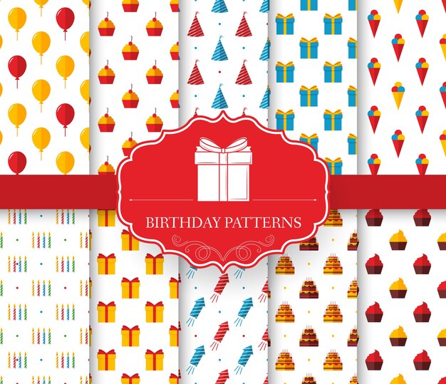 Collection set of happy birthday seamless pattern