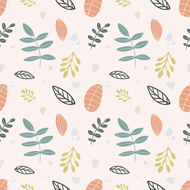 Collection set of leaf plants pattern colorful