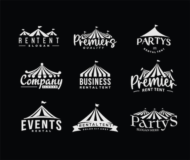 collection set of Logotype for rent tents agency Event tent and wedding tent Vector illustration