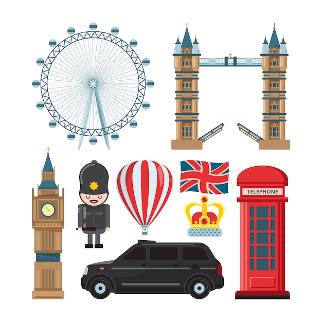 Vector collection set of london landmarks