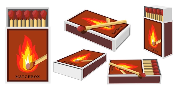 Vector collection set of matchbox and matches