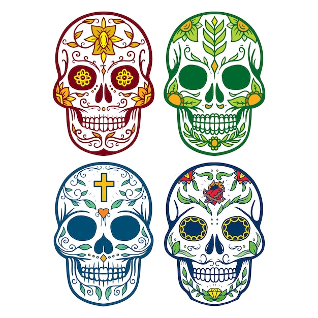 Collection set of skull muertos