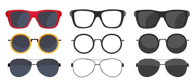 Collection Set of sun glasses icons