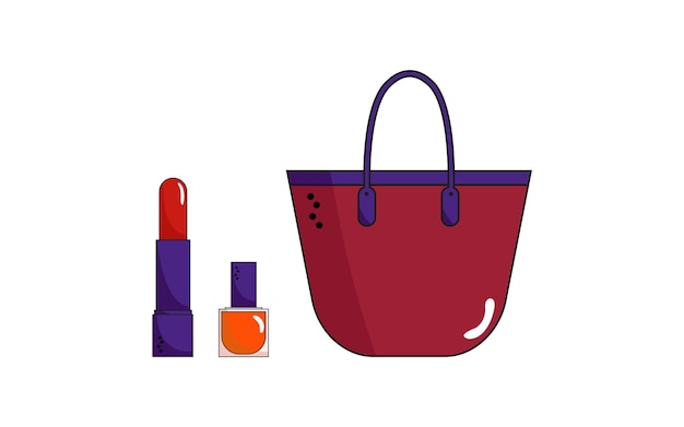 Vector collection set of symbols and associations of feminism lipstick nail polish bag women39s rights day international women39s day