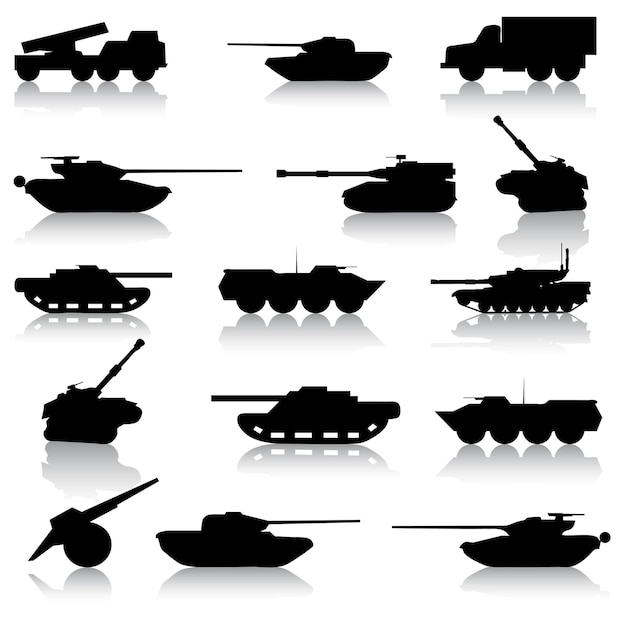 Vector collection set of tanks of guns