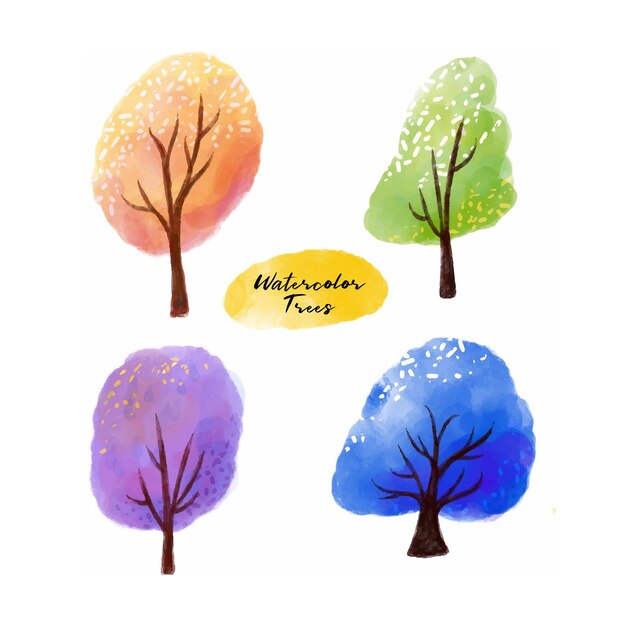 Vector collection set of watercolor tree