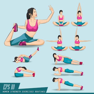 Premium Vector | Collection set. woman doing fitness and yoga exercises