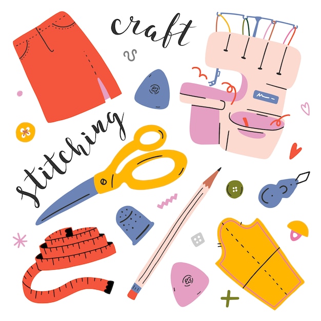 Vector collection of sewing tools and accessories