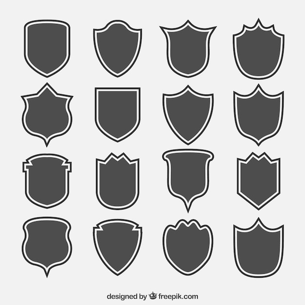 Vector collection of shield silhouettes