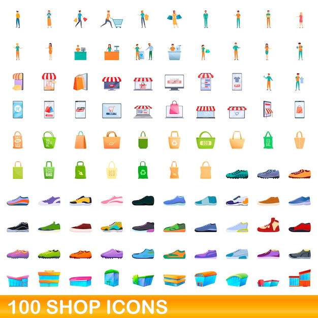 Collection of shop icons isolated on white