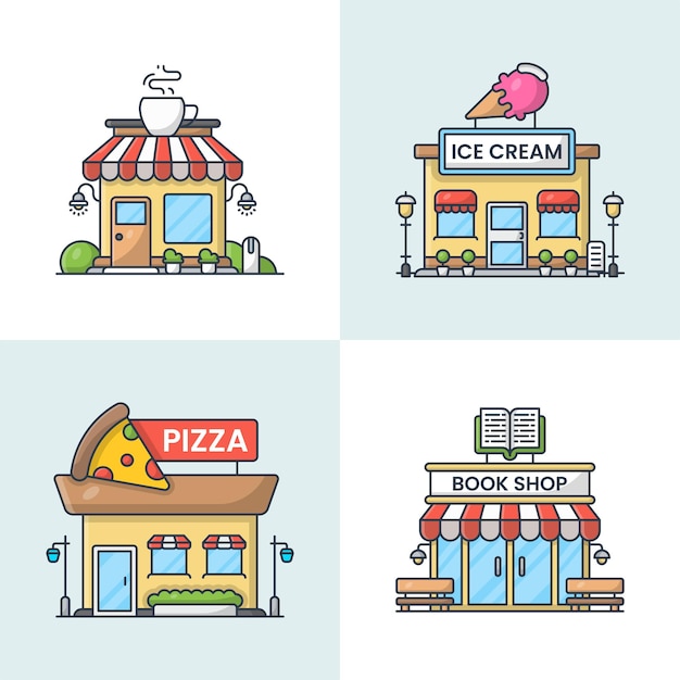 Vector collection of shops vector illustration