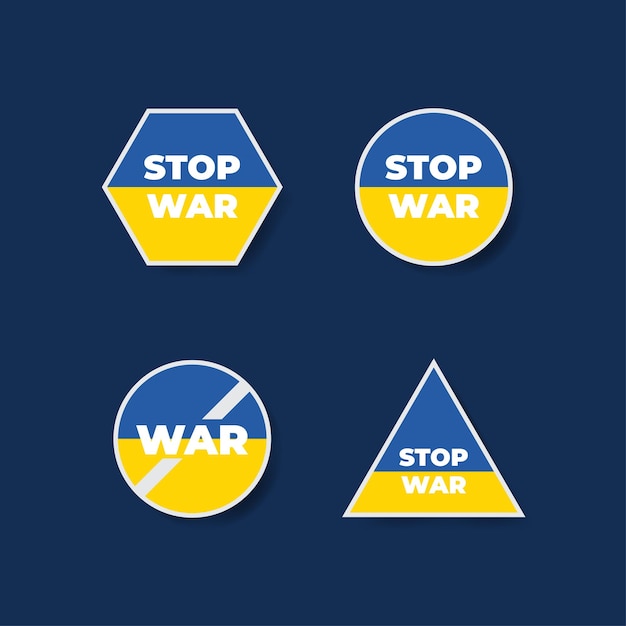 Vector collection of signs for the conflict between russia and ukraine