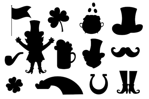 Collection of silhouette elements for St Patrick's Day Vector