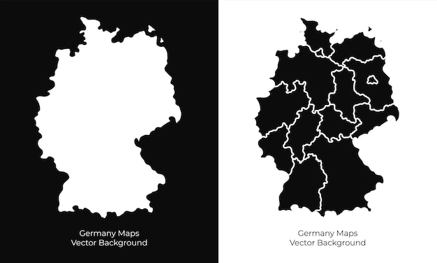 Collection of silhouette German maps design vector Silhouette German maps vector