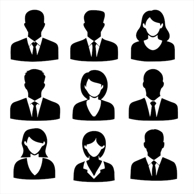 비즈니스 의복 을 입은 사람 들 을 묘사 하는 실루 초상화 컬렉션