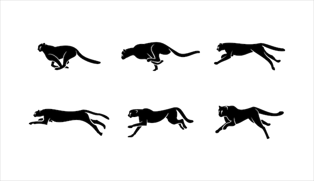 Vector collection silhouette run cheetah  logo icon vector template