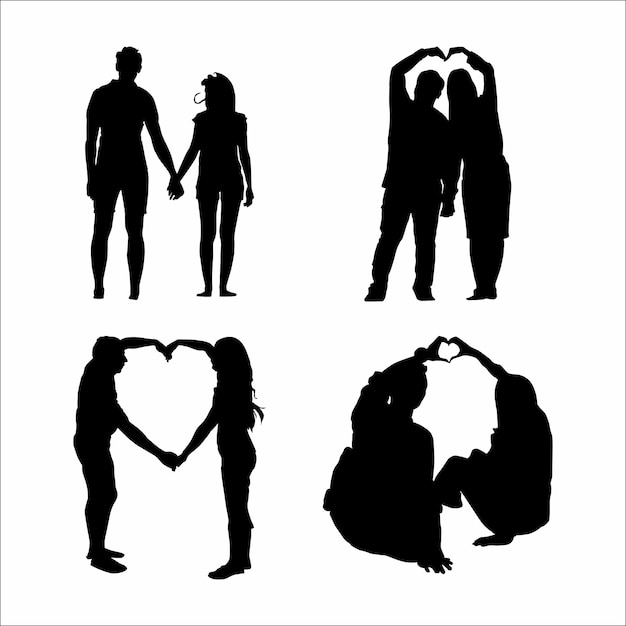 Vector collection of silhouettes of a couple