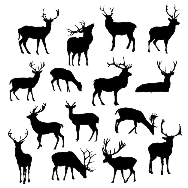 Vector collection of silhouettes of deer vector illustration eps10