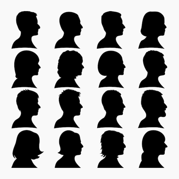 collection of silhouettes of diverse peoples profiles