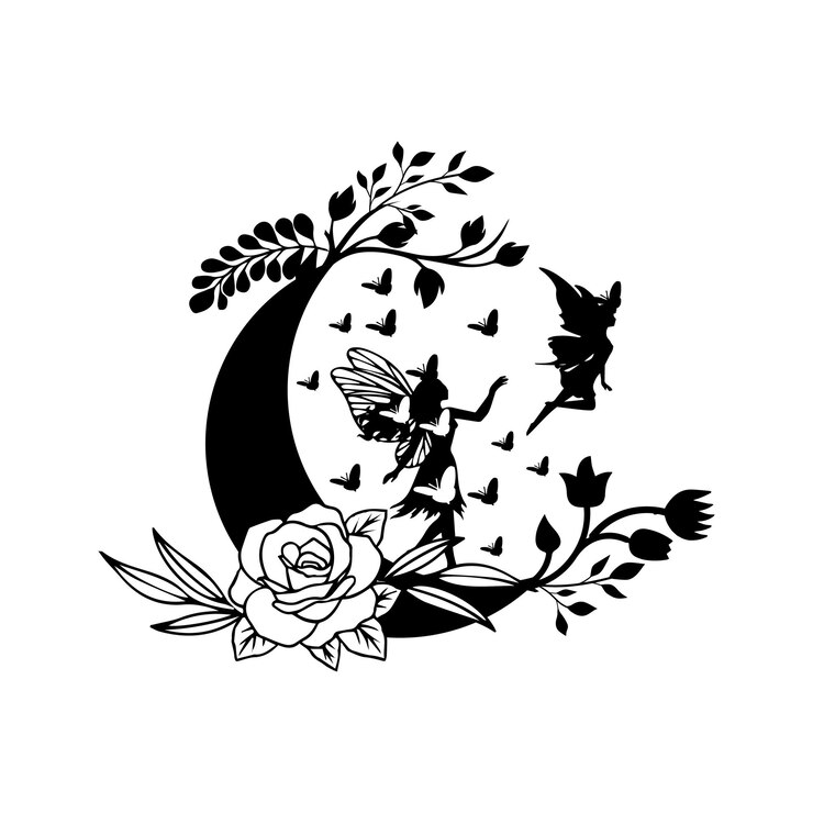 Vector collection of silhouettes of a fairy