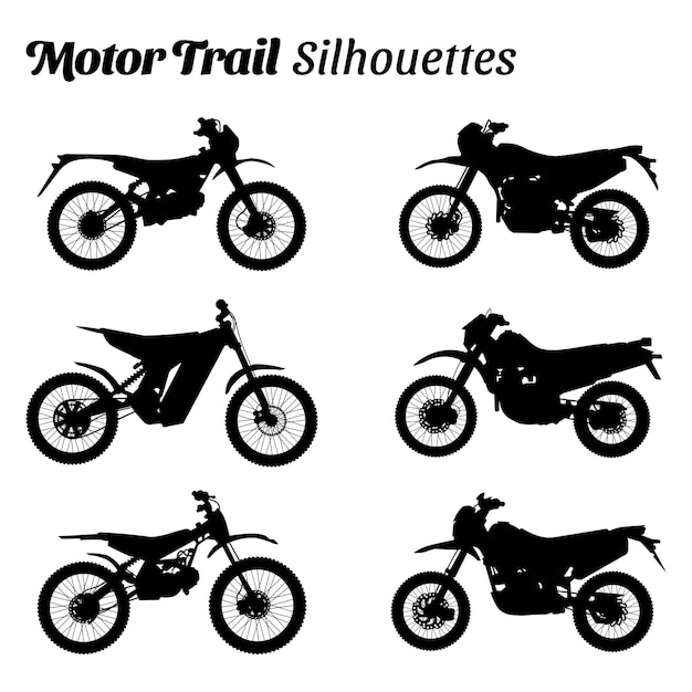 Collezione di silhouette di modelli di motocross e dirt bike